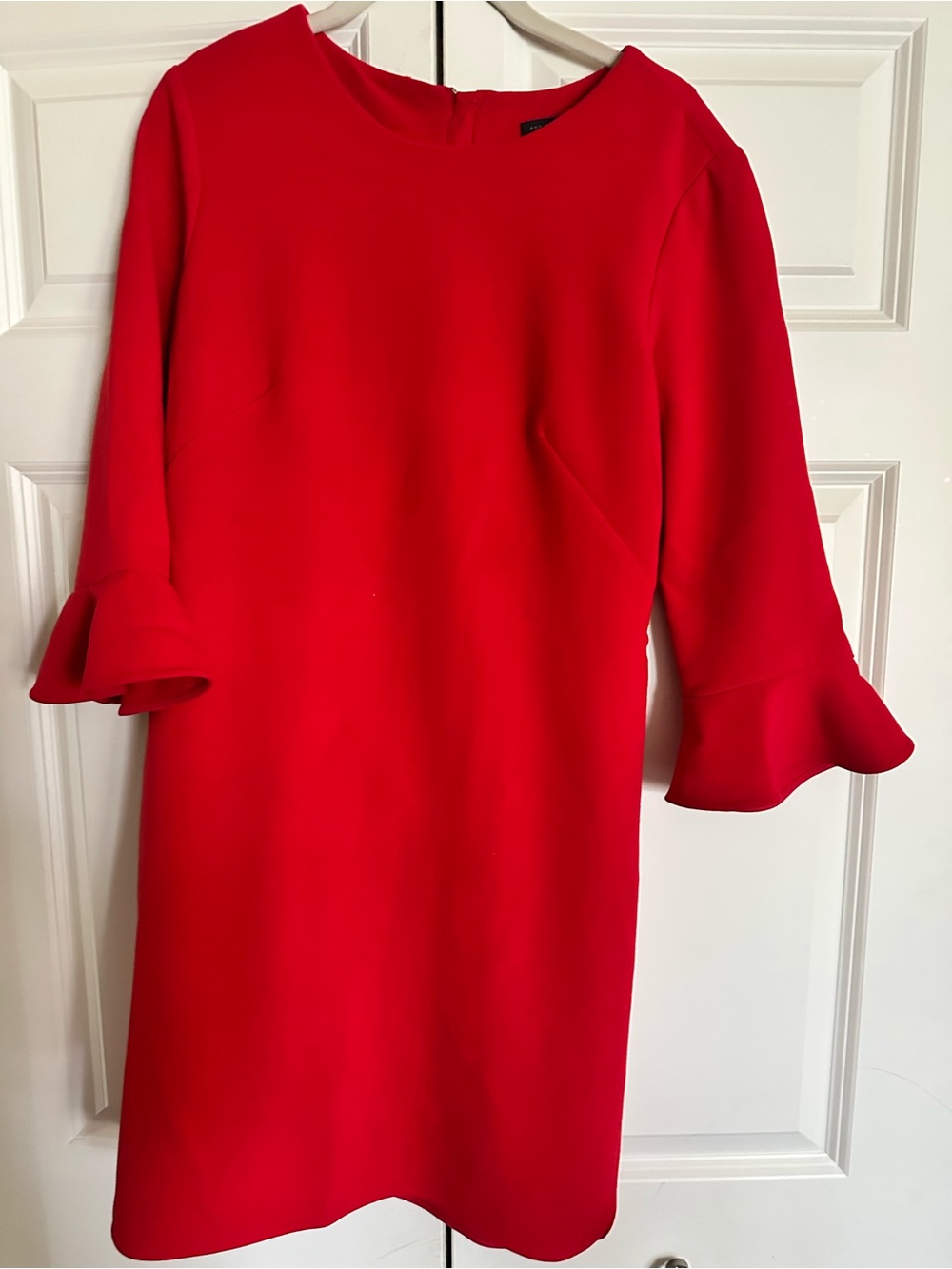 Ann Taylor Red Ruffle-Cuff Shift Dress